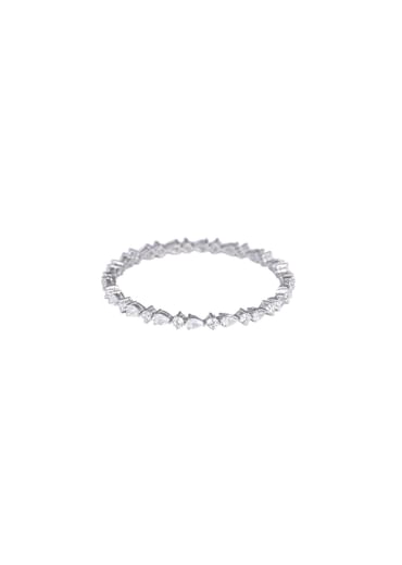 92.5 Sterling Silver Bangles With Zirconia Stones Set of 2