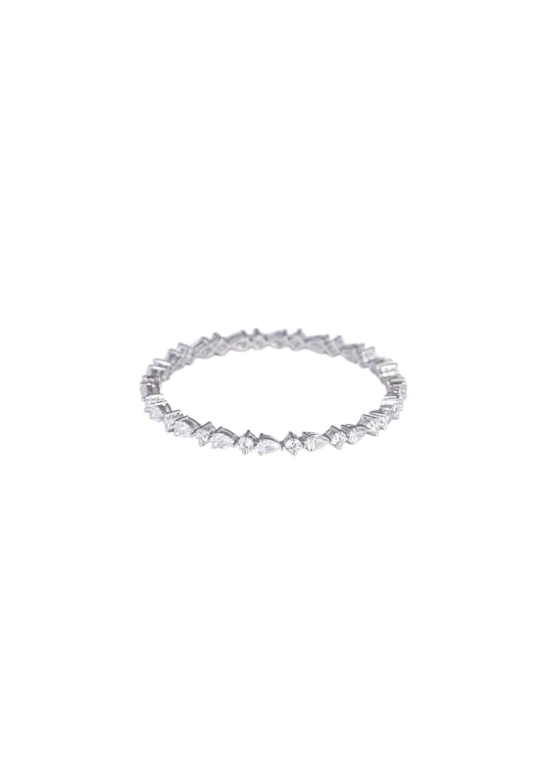 92.5 Sterling Silver Bangles With Zirconia Stones Set of 2 92.5 Sterling Silver Bangles With Zirconia Stones Set of 2