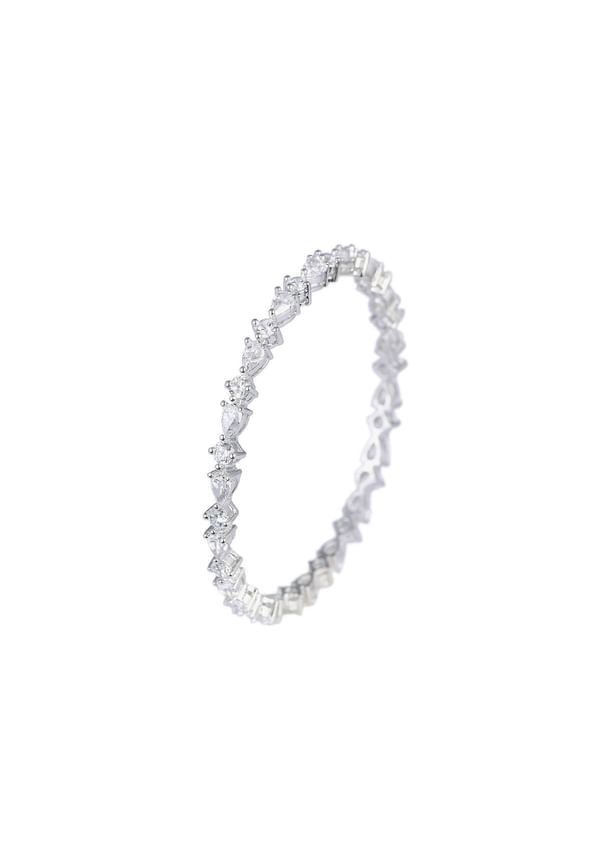 92.5 Sterling Silver Bangles With Zirconia Stones Set of 2 92.5 Sterling Silver Bangles With Zirconia Stones Set of 2