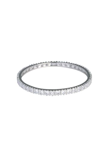 92.5 Sterling Silver Finish Zirconia Bangles Set of 2