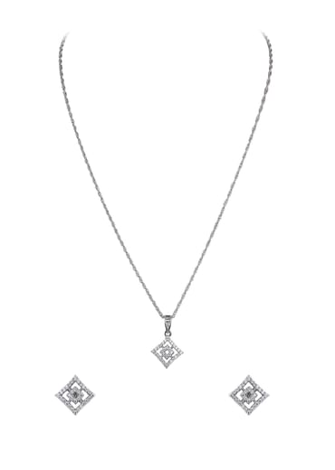 92.5 Sterling Silver Geometric Pendant Necklace Set