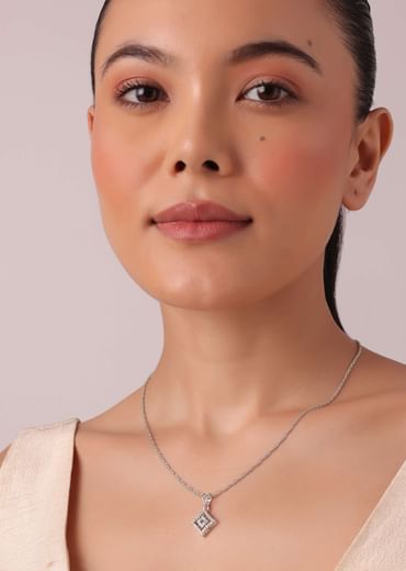92.5 Sterling Silver Geometric Pendant Necklace Set