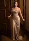 Beige Silver Draped Skirt With Embroidered Blouse