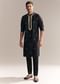 Black Silk Kurta Set For Men With Zardosi And Aari Work