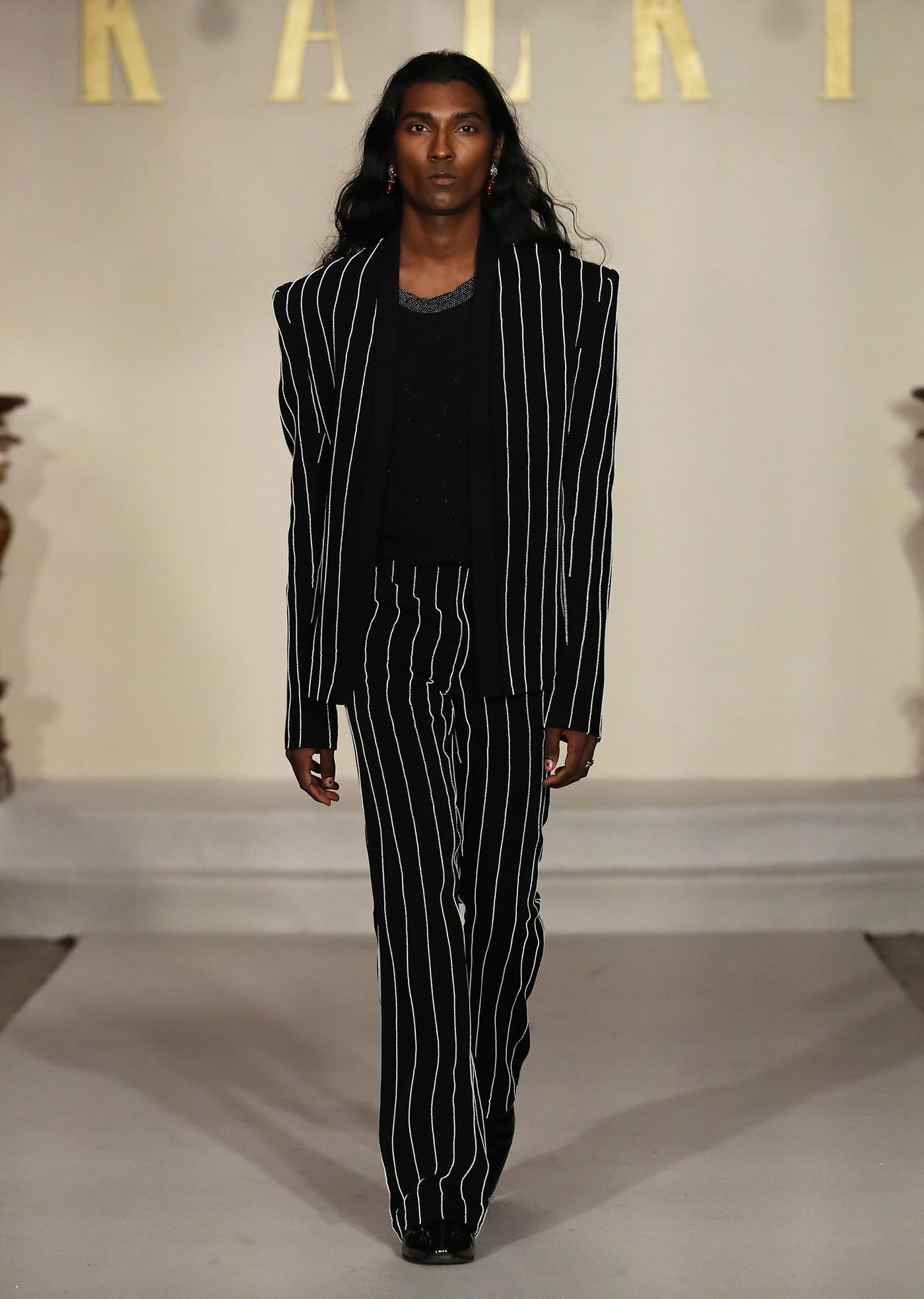 Black Indo Western Suit For Men With Sequins And Pearls