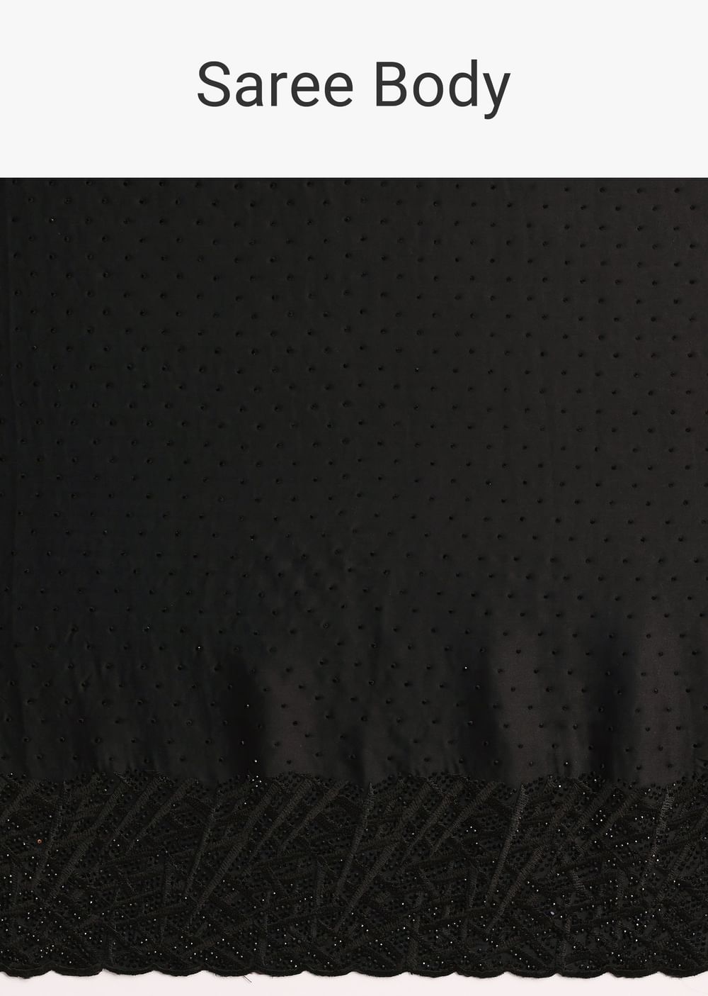 Black Satin Stone And Diamond Embroidered Saree