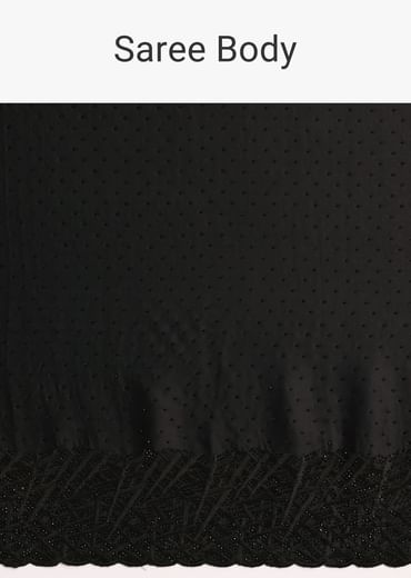 Black Satin Stone And Diamond Embroidered Saree