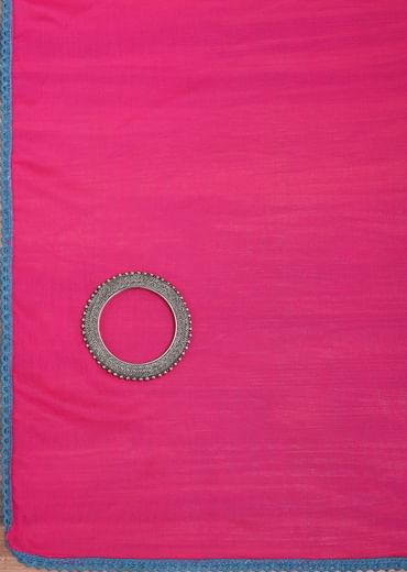 Blue And Pink Patola Printed Tussar Dress Material
