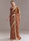Brown Printed Tissue Lurex Saree With Zari Mirror And Cutdana Embroidery