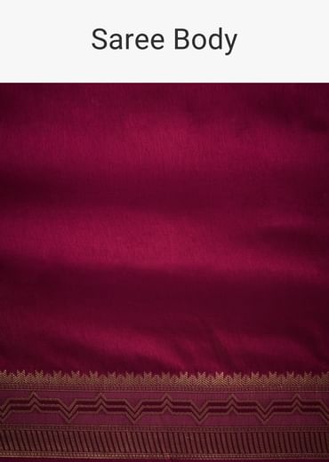 Burgundy Pink Dola Silk Saree With All Over Zari Work