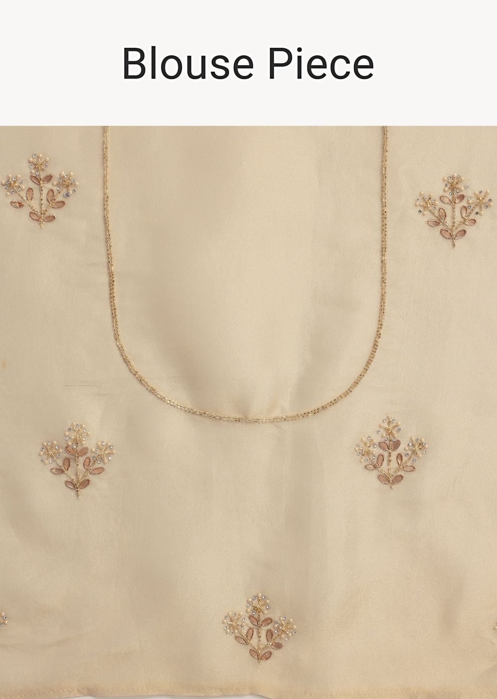 Cream Tissue Saree With Gotta Work And Unstitched Blouse