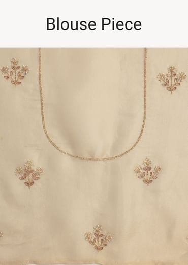 Cream Tissue Saree With Gotta Work And Unstitched Blouse