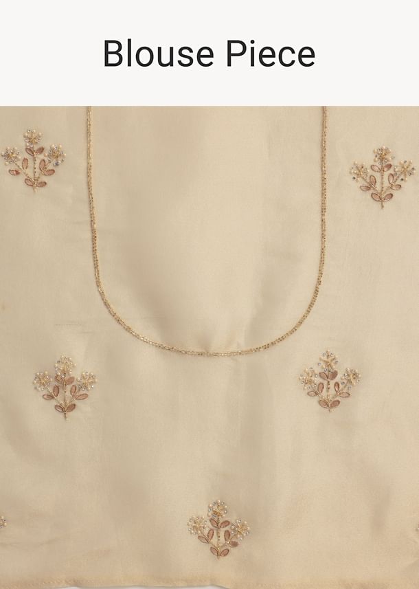 Cream Tissue Saree With Gotta Work And Unstitched Blouse