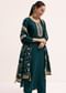 Dark Green Silk Kurta Set With Dupatta