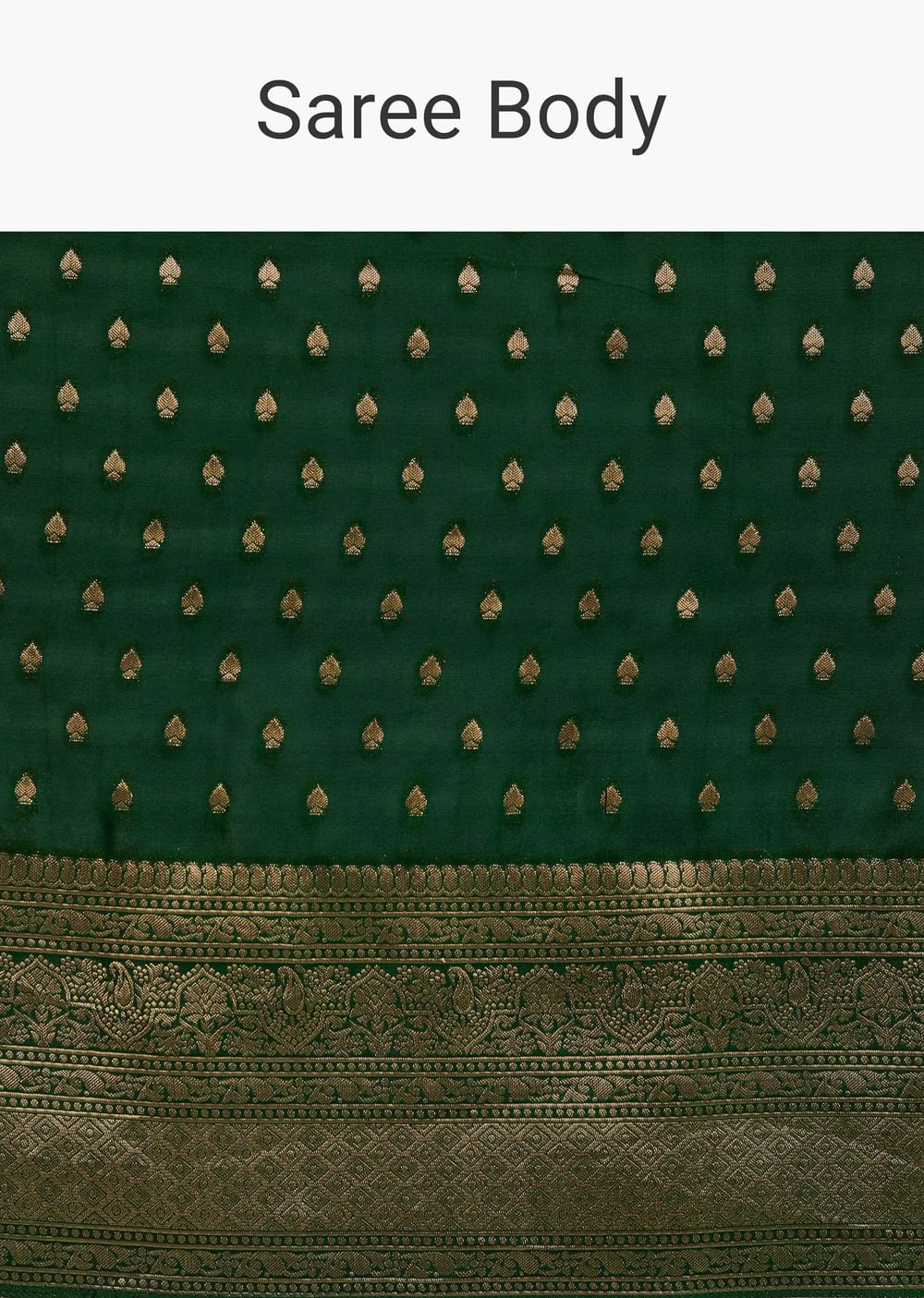 Dark Green Tissue Silk Saree With Zari Border Butti And Pallu