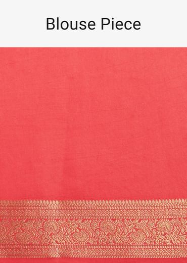Dusky Orange Tissue Silk Saree With Zari Border And Butti Work