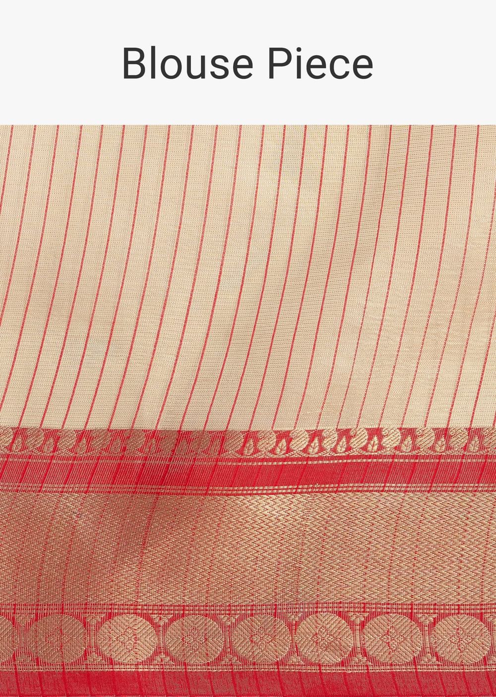 Gold Chanderi Kota Silk Woven Saree With Mirror Work And Unstitched Blouse Piece