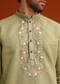 Green Floral Handwork Kurta Set In Linen