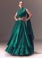 Green Organza Cowl Blouse And Lehenga Set
