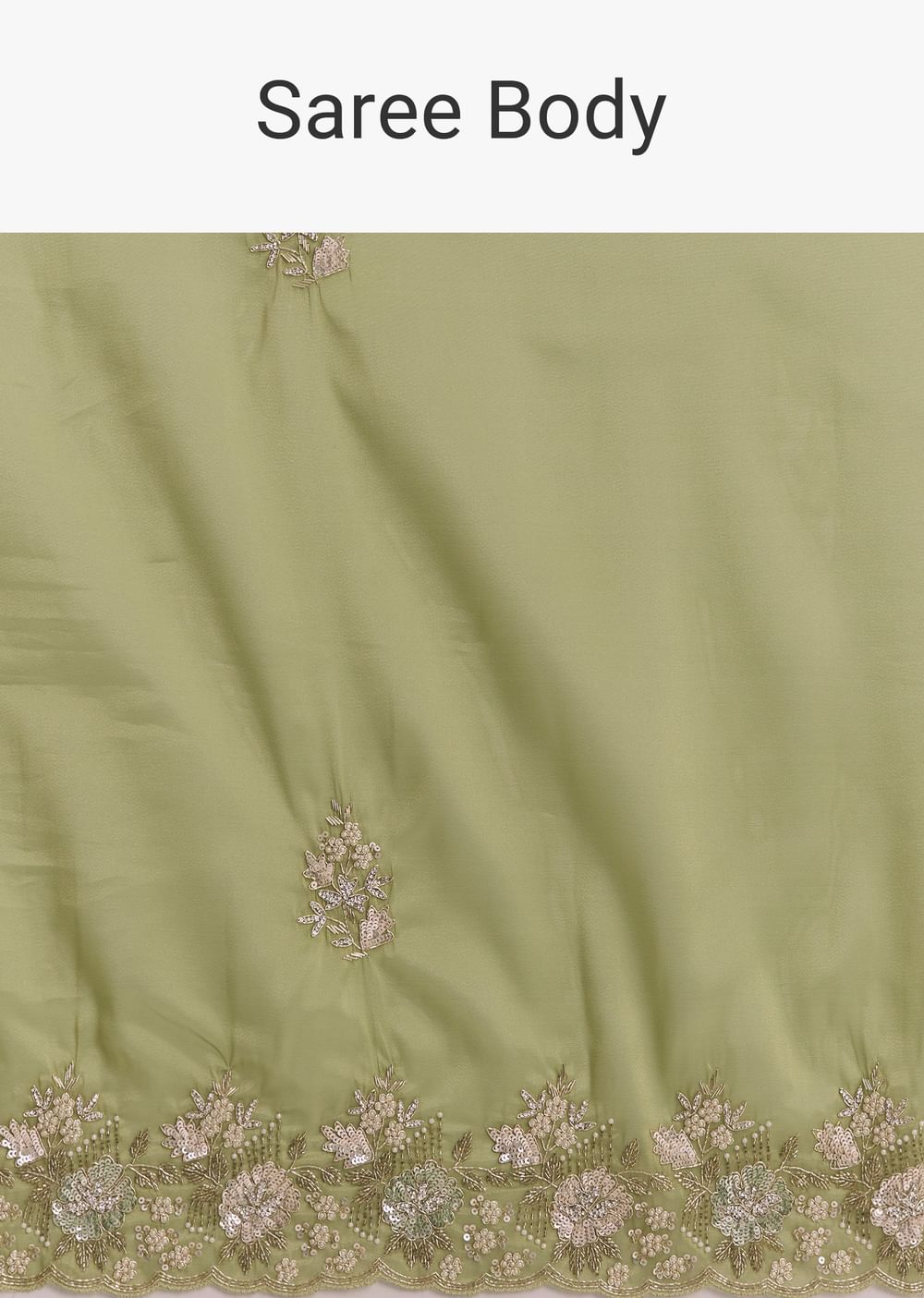 Green Tissue Saree With Bead And Sequin Embroidery
