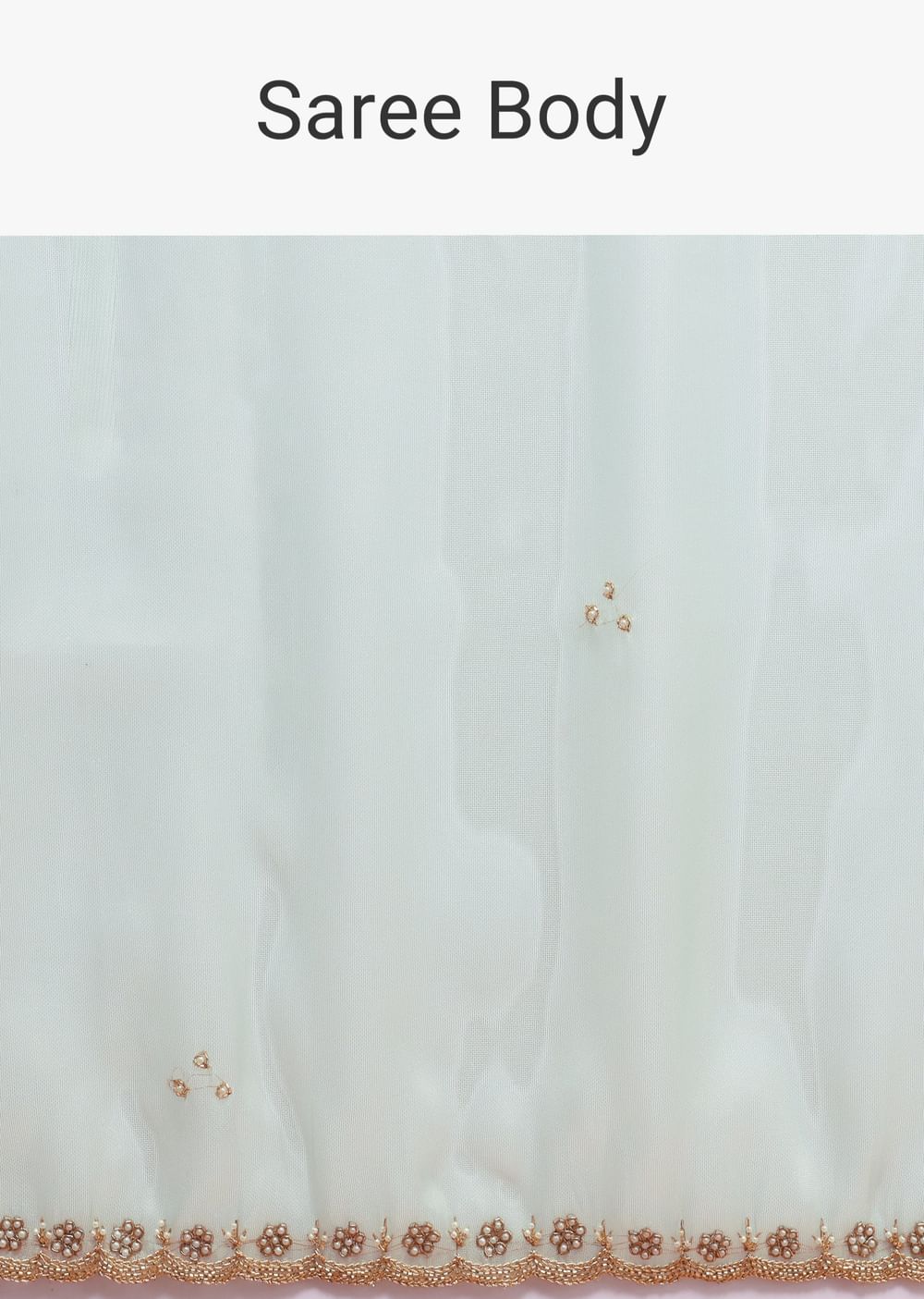 Ice Blue Embroidered Saree With Unstitched Blouse