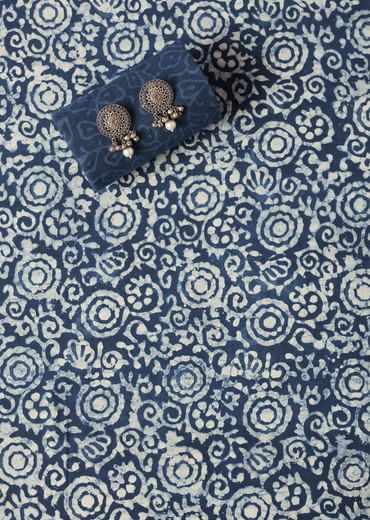 Indigo Blue Batik Hand Block Printed Dress Material