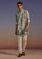 Grey Floral Printed Silk Short Kurta Set For Men