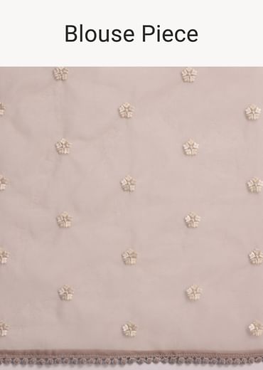 Light Brown Organza Resham Thread Embroidered Saree