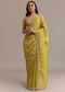Mustard Tissue Organza Saree With Sequins Embellished Border