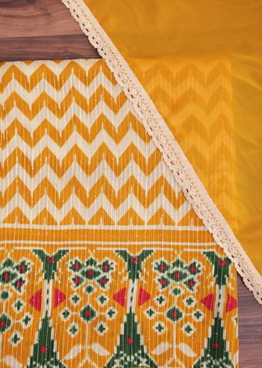Mustard Yellow Chevron Printed Georgette Dress Material