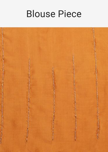 Ombre Orange Jacquard Saree With Cutdana And Stone Embroidery