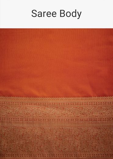Orange Dola Silk Saree With Zari Border And Pallu