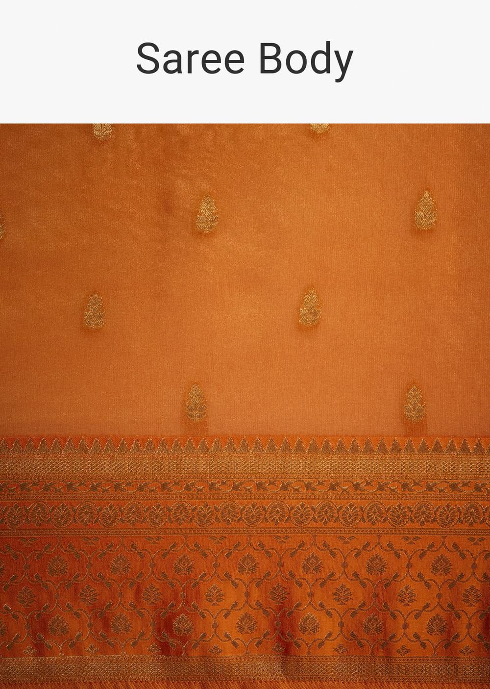 Orange Tissue Silk Saree With Zari Border And Butti Work