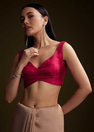 Pink Tissue Saree With Cutdana And Mirror Embroidery