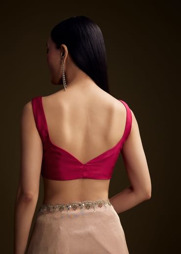 Pink Tissue Saree With Cutdana And Mirror Embroidery