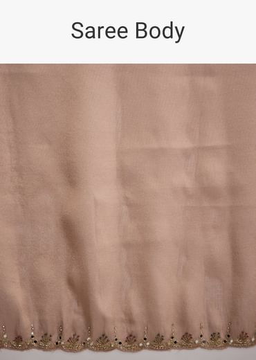 Pink Tissue Saree With Cutdana And Mirror Embroidery