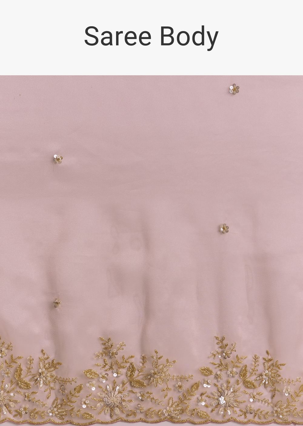 Pink Tissue Saree With Golden Sequin Embroidery