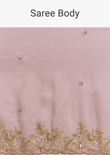 Pink Tissue Saree With Golden Sequin Embroidery