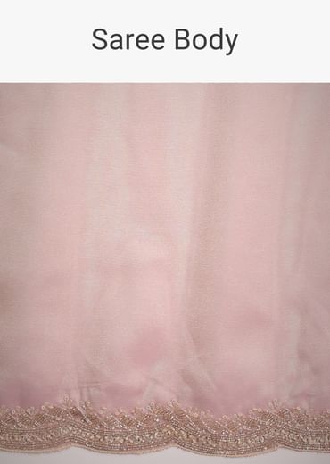 Pink Tissue Silk Embroidered Saree With Embellished Scallop Border
