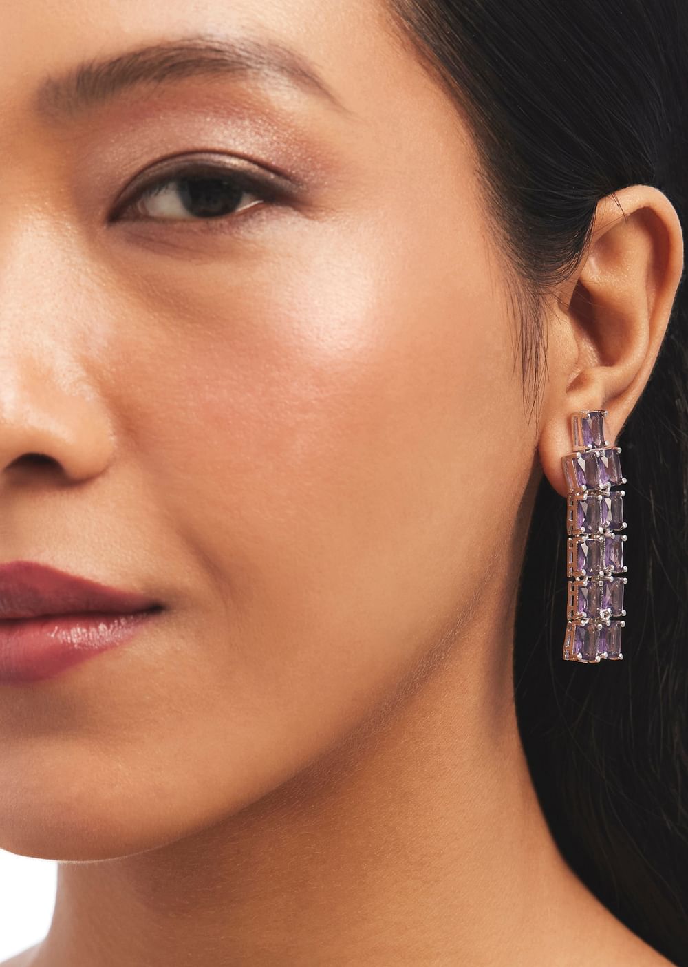 Purple Multi Layered Zircon Necklace Set