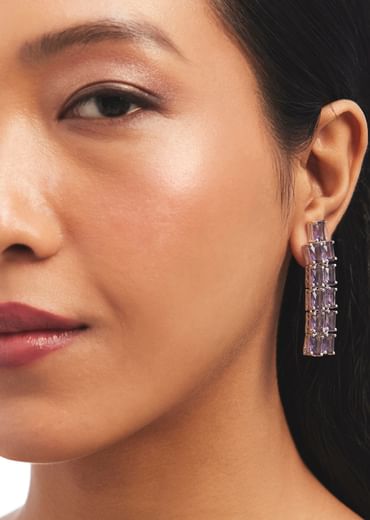 Purple Multi Layered Zircon Necklace Set
