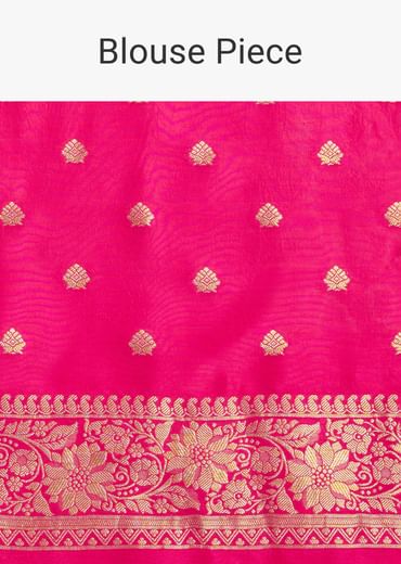 Rani Pink Dola Silk Saree With Zari Woven Detailing