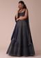 Navy Blue Wrinkle Satin Lehenga With Swarovski Crystals