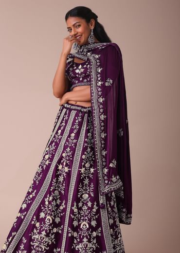Mulberry Purple Lehenga With Handwork Embroidery