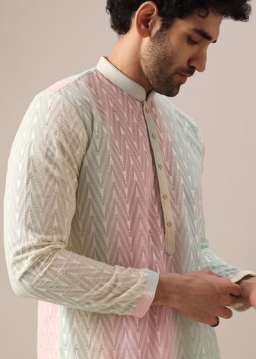 Multi Color Lucknowi Kurta Set With Sequin Work