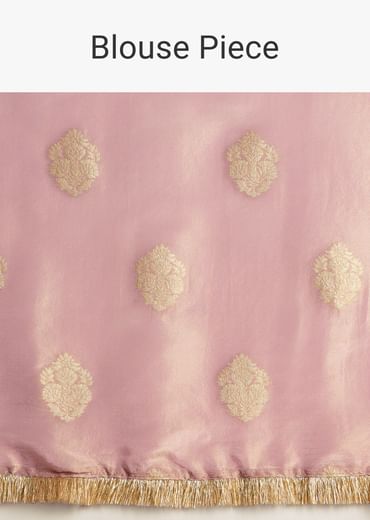 Lavender Tissue Silk Saree With Zari Frill Lace Border