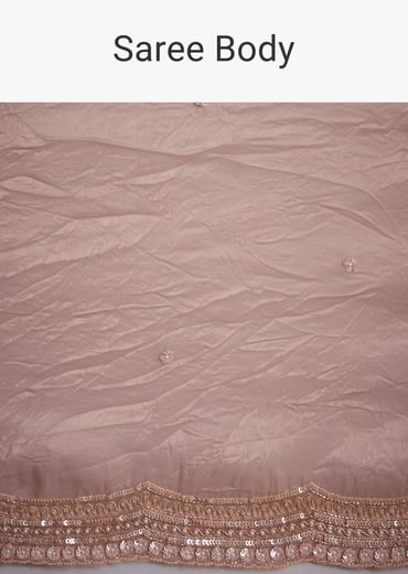 Beige Crushed Tissue Saree With Embroidered Border