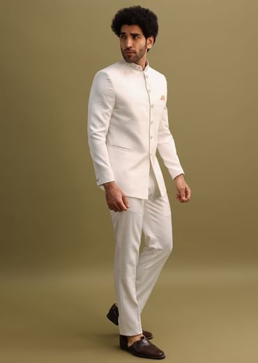 Off White Jodhpuri Suit With Cutdana Work