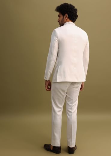 Off White Jodhpuri Suit With Cutdana Work