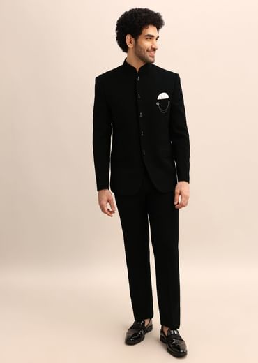 Black Velvet 3 Pc Jodhpuri Suit